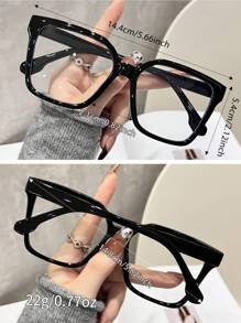 1/3 Paire de lunettes transparentes surdimensionnées carrées en polycarbonate (PC) avec imprimé léopard bohème pour femmes, toutes saisons