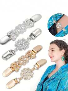 1/3pcs Vintage Elegant Style Sweater And Scarf Clip - Silver Gold, Seamless Cardigan Collar Button, Suitable For Women's Dresses And Shawls