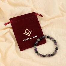 Vibe Green Jade Bracelet - Healing Wealth Bracelet - Jade Beaded Bracelet Women Men - Bring Good Luck Prosperity And Emotional Balance - Adjustable Size - 拉長石,紫水晶,黑碧璽 - 查看 2