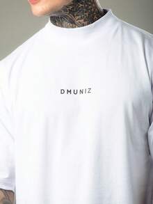 DMUNIZ Oversized Streetwear Turtleneck Printed Chest T-Shirts Kit 2 - 白色/苔綠色 - 查看 6