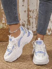 Women Wedge Sneakers - Blue - View 6
