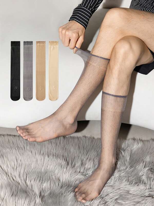 1/2/4 Pares de calcetines largos de verano para hombre con puntos reforzados para mayor agarre