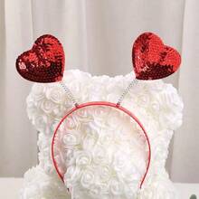 NUEVO Diadema con forma de corazón con lentejuelas rojas, adornos para la cabeza con forma de corazón para fiestas, accesorios para el cabello y utilería para fotos