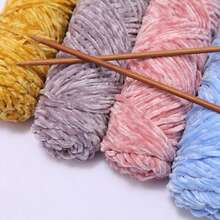 1/3/5 PCS 100g Skein Shiny Chunky Chenille Yarn Crochet Soft Velvet Knitting Wool DIY - Blue - View 7