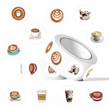 500Pcs Coffee Sticker Roll Food Stickers Tea Stickers Dessert Stickers Coffee Cup Stickers Cooking Stickers Coffee Party Decorations Vinyl Waterproof Stickers Aesthetic Laptop Sticker Pack Skateboard Stickers Water Bottle Stickers Notebook Stickers