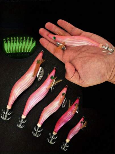 1pc Shrimp Fishing Lures Luminous Squid Jig Hook Shrimp Prawn Lure Artificial Hard Bait