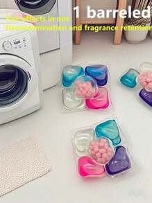 50颗/包 五合一洗衣凝珠，浓缩香氛柔顺剂，持久留香去渍，强效清洁洗衣珠，草本香型，适用于家庭清洁 - 彩色 - 查看 6