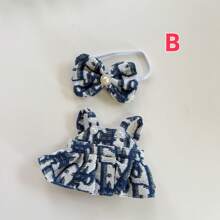 For Labubu Plush Doll [This Only Includes The Outfit]: 17cm Printed Overall Dress, Butterfly Decor Replacement Outfit For 10cm Plush Doll