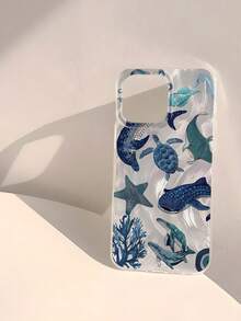 Summer Phone Case 1pc Soft, Glossy, Smooth Ocean Element Design Waterproof, Fingerprint-Proof, Scratch-Resistant Transparent IMD Phone Case - Multicolor - View 4
