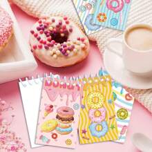 8Pcs Girls Heart Donuts Puzzle Stickers Highly Attractive Children's DIY Hand Account Desktop Mobile Phone Stickers, Summer, Donuts, Vertical Flip Portable Coil Notepad, Student Paper Notepad Can Be Teared Alive, Back To School Season, School Gifts, High Quality - Birthday Gifts - Christmas Gifts - Easter Gifts - Valentine's Day Gifts - Perfect Gifts