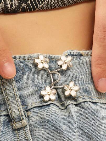 Women's Waist Tightener Buckle Flower Shaped Brooch Waist Adjuster For Jeans Skirts No Sew And No Tools Instant Pants Adjustable Button Pins Metal Anti-Walking Light Brooch Sweater Shawl Clip Waist Pin Clothes Accessories Skirt Waist Pin For Jeans Skirts Pants Waist Tightener Bag Charm Accessories Travel Essential For Office Outdoor Back To School Gift For Women And Girls