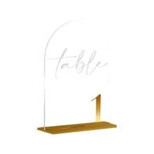 Set de 5 soportes acrílicos para números de mesa de boda, números del 1 al 5, del 6 al 10, del 11 al 15, del 16 al 20 (con soportes), tarjetas de números de color dorado de 12,7 x 17,8 cm, letreros gruesos de acrílico con números del 1 al 20, adecuados para recepciones, cumpleaños, aniversarios y decoraciones para fiestas de bodas