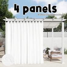 4 Panels Outdoor Curtains For Patio, Premium Privacy Weatherproof And Light Filtering Breathable Tape Top Outside Curtains For Porch, Pergola, Cabana - White - View 5