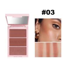 4PCS Blush, Highlighter & Contour Palette | Long-Lasting, Blendable, Waterproof, Gloss Finish, Perfect For All Skin Types, With Mirror-Finish Compact - Pink/Red Shades