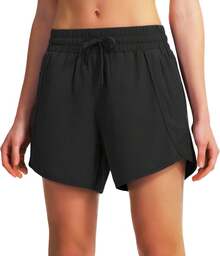 Ksmien Women's 5 Athletic Running Shorts Quick Dry Lightweight Workout Gym Shorts With Zipper Pockets UPF 50+A Valentine's Day 9OD9 - Pink - View 4