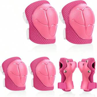 Protective Gear Set 6-Piece Knee Pads, Elbow Pads & Wrist Guards For Kids/Adults - Adjustable Safety Pads For Roller Skating, Skateboarding, Scooter & Inline Skating (Breathable Impact Protection),Let Your Kids Play Happily