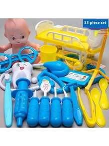 1 set 31 piezas Juego de doctor para niños - Kit de juego de roles de enfermera con estetoscopio, jeringa, caja médica de juguete, regalo perfecto para cumpleaños, días festivos, Navidad, Halloween