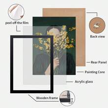 1幅绿色抽象阅读女性艺术版画，现代条纹帆布海报，无框极简主义墙面艺术，适合装饰客厅、卧室、厨房、办公室和咖啡馆，是咖啡爱好者的理想礼物，也可用于咖啡馆、酒吧、房间、家居、卧室、浴室装饰，帆布墙面艺术，油画，带框墙面艺术 - 彩色 - 查看 11