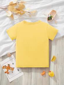1pc Young Boy Casual Cartoon Dinosaur Print Round Neck Short Sleeve T-Shirt, Fashion Spring/Summer