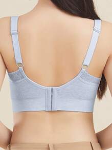 Soutien-gorge d'allaitement sans fil sans coutures avec fermeture avant, sans armature, soutien-gorges d'allaitement rassemblant pour les femmes en post-partum, bleu