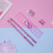 6pcs/8pcs/14pcs/1Set Hello Kittys Cartoon Ruler Pencil Sharpener Eraser Notebook Set Creative Drawing Office Supplies Kitty Cat Stationery Kit Gifts (Some Parts May Be Random)(The Package Design Is Random)