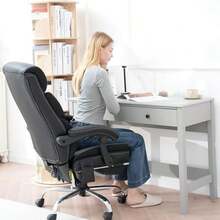 Massage Reclining Office Chair With 7 Points Vibration, Home Office Desk Chair With Footrest & Wheels, 350lb - 黑色 - 查看 6