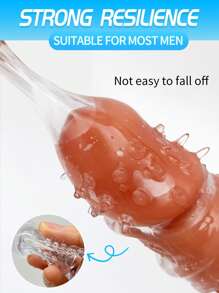 Funda de pene con 2 tallas transparentes diferentes, juguete sexual masculino, producto sexy SM. Funda de pene transparente con partículas suaves. Funda de pene de silicona con vaina extendida. Anillo de pene con estiramiento esférico, reutilizable, funda de pene realista, juguete sexual para adultos, pareja, estimulación de la vagina femenina para mejorar el placer sexual, funda de pene de 4 cm de largo para hombres, juguete sexual para parejas