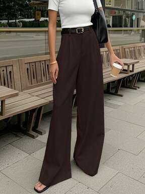 Damskie, luźne, eleganckie, biznesowe, casualowe spodnie w kolorze białym, w stylu koreańskim, bez paska (zalecamy zamówienie rozmiaru mniejszego, ponieważ są za duże)