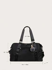 Minimalist Large Capacity Duffel Bag With Bag Charm Bag Holiday Luggage Bag Weekend Bag Overnight Bag Essentials Organizer For Summer Vacation Traveling Bag Travelling Organizer Outfit Airport Clothes Stuff Luggage Bag Bag For School School Accessories School Stuff - Black - View 3