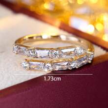 1pc Women Fashion Versatile Double-Layer Fully Rhinestone Adjustable Ring, Suitable For Daily Wear And Gift