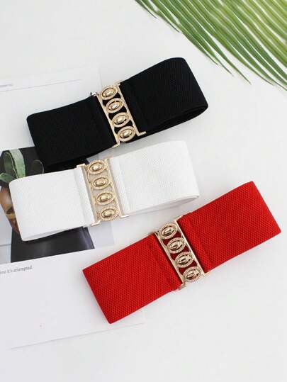 1pc Women's Fashionable Elastic Waist Belt, Plus Size European & American Style, Multi-Color Options, Suitable For Dresses And Versatile Daily Wear