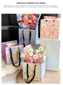 2 Stücke/5 Stücke modischer großer Blumen Geschenktüte im Ins-Stil, enthält Grußkarten, Ins-Stil, luxuriös, hochwertig, Geschenktüte, geeignet für Wohndekoration, Hochzeitsgeschenke, Hochzeitsjahrestags-Geschenke, Geschenke für die Freundin, Muttertagsgeschenke, Valentinstags-Geschenke, Geburtstagsgeschenke, Hochzeitsfeiern.