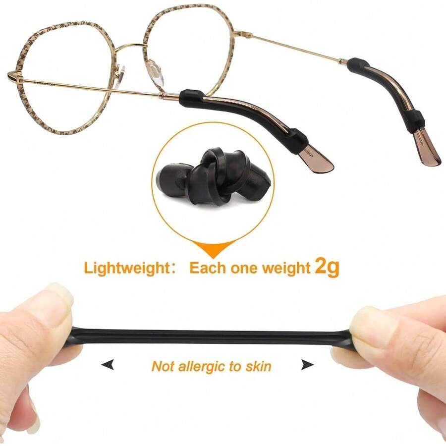 Anti-Slip Elastic Glasses Ear Grip Comfort Eyeglasses Retainers Behind The Ears For Reading Glasses Sunglasses ,Silicone Eyeglasses Temple Tips Sleeve Retainer, - Black&clear - View 1