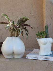 1个陶瓷花瓶，女性人体雕塑造型，多用途花瓶，独特简约的女性人体造型小花瓶，适用于卧室、浴室、客厅，高光泽抛光。 - 彩色 - 查看 4