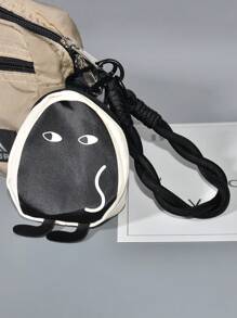 Black Mini Human Figure Zipper Pouch With Keychain, Cute Multifunctional Wallet Accessory, Popular Style Small Wallet, Suitable For Women, Men, Students, Daily Life, Party, Festival Gifts, Multi-Occasion Use