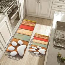 1 pieza Felpudo vintage de madera de colores y estampado de huella de pata blanca para cocina, alfombrilla de baño suave y absorbente antideslizante, alfombra decorativa de entrada para vacaciones, alfombra decorativa rectangular de pelo bajo para sala de estar, dormitorio, cocina, entrada