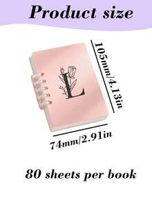1 Piece Of Personalized Loose-Leaf Mini Notebook, Customized Name And Letter Pocket Book, Customized Name Initials Flower, Office Supplies, Portable Notebook Customization, High Aesthetic Notebook, Suitable For Office Records, Meeting Records, Study Records; Graduation Season Customized Notebook, - Multicolor - View 9