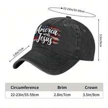 Vintage "America Needs Jesus" Shabby Denim Baseball Cap-Patriotic American Flag Design, Adjustable For Men And Women Style, Casual Sun Hat, Faith Costume With Message Of Faith Vintage Cowboy Hat  Baseball Cap, Baseball Cap - Black - View 3