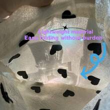 1pc Mini Drawstring Storage Bag, Black Heart Pattern, Fabric Organizer For Miscellaneous Items And Small Objects, Portable Toiletry Bag, Lightweight Foldable Design,Makeup Bag,Travel Essential - Champagne - View 4