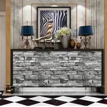 1 Rolle graues Ziegelstein-Tapete zum Abziehen und Kleben, selbstklebende abnehmbare PVC Vintage Ziegelstein-Kontakttapete mit Faux-Textur, Wohndekoration für Schlafzimmer, Badezimmer, Küche, Büro, Wohnzimmer, Möbel, Wanddekoration