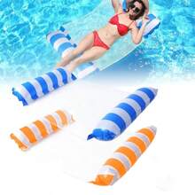 1 pièce Chaise longue multifonctionnelle pour piscine, lit flottant gonflable, chaise longue pliable rayée pour piscine, facile à transporter. Accessoire pour fête de piscine, jouet d'eau récréatif pour adultes, cadeau d'anniversaire amusant pour la famille et les amis (Pompe à air non incluse)