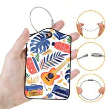 2 peças/conjunto de etiquetas de bagagem com tema de guitarra colorida e vida amorosa, etiquetas de bagagem de material PU com informações de identidade graváveis, cores vibrantes para personalizar malas, mochilas, bolsas ou pacotes grandes