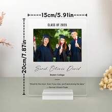 1Pc Acrylic Graduation Photo Plaque, Personalized Graduation Gift, Custom Grad Picture Stand, Acrylic Photo Frame, Class Of 2025, Grad Gift For Her Him Photo Stand, Kindergarten, High School, College, Phd Graduation Gift, Senior Gift - Multicolor - View 5