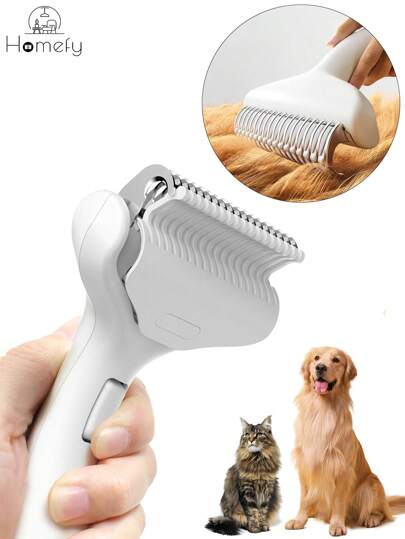 Easy-To-Clean Pet Brush, Self-Cleaning Sliding Comb - Comfortable Grip, One-Touch Smoothing, Ergonomic Pet Grooming Brush, Universal For Dogs And Cats, Ideal For Combing And Smoothing, Suitable For Cats And Dogs