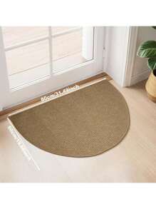 1pc Nordic Style Brown Faux Jute Fabric Washable Bottom Entrance Door Mat, Semi-Circular Warm Earth Tone Doormat For Indoor And Outdoor Use, Practical Hallway Bedroom Luxury Home Decor Carpet, Easy To Maintain Entryway Rug