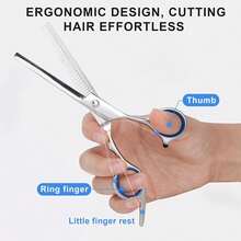 Hair Cutting Scissors And Thinning Shears, 6.5in Professional Stainless Steel Barber Scissors With Blades, Ergonomic Hairdressing Scissors Men Women Kids And Pets Hair - 1 - View 7