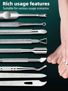 7 Stücke Edelstahl Maniküre Werkzeug Set, präzise Nagelknipser zum Entfernen von Hühneraugen und abgestorbener Haut, tragbare Fußpflege Werkzeuge