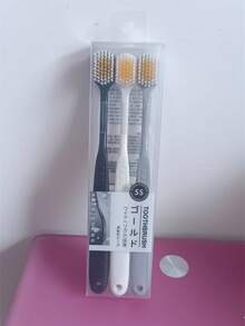 Macaron Toothbrush 4pcs Bamboo Charcoal Fine Soft Bristles Adult Household Big Head Travel Japanese Toothbrush Without Seal Home Bathroom Decor Fall Decor Back To School