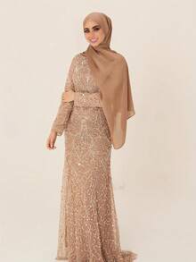 1pc Women's Plain Crinkled Chiffon Hijab Scarf - Mint Green - View 7