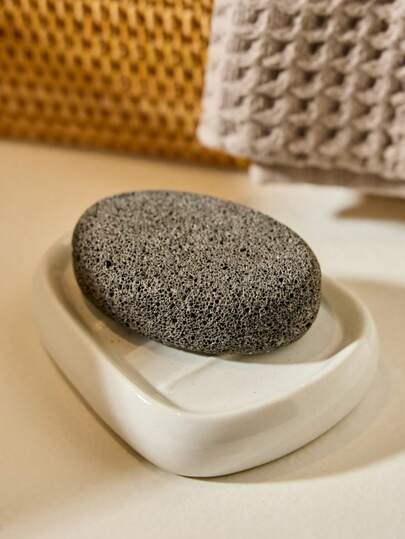Cirelle 1pc Oval Natural Pumice Stone, Pure Volcanic Foot File For Removing Dead Skin, Calluses & Corns, Foot Care Tool (Natural Material May Have Slight Color Variation Batch To Batch)